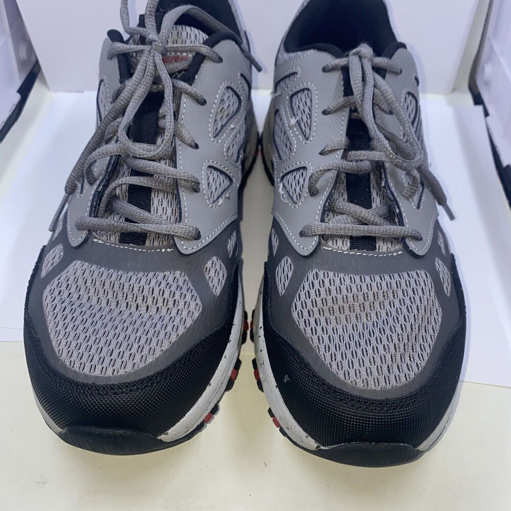 Skechers Hillcrest 237265W Mens Gray/red Wide Fit Lace Up Hiking Shoes Size 8.5 - Picture 10 of 13